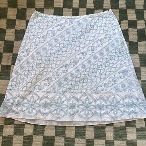 J. Jill VTG White Embroidered A-Line Skirt